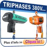 Palans électriques à chaîne TRIPHASES 380 V