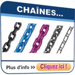 Chaînes de levage, zinguées, inox, plastique, de transmission