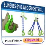 Elingues chaîne CROSBY PLATINUM G100 avec crochets à LINGUET