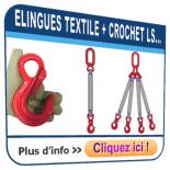 Elingues textiles avec crochets à LINGUET de sécurité