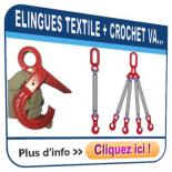 Elingues textiles avec crochets de sécurité à VERROUILLAGE AUTOMATIQUE