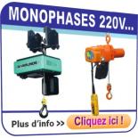 Palans électriques à chaîne Monophases 220V