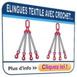 Elingues textiles avec crochet(s) à 1, 2, 3 et 4 brins 