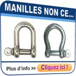 Manilles ORDINAIRES zinguées et inox NON LEVAGE / NON CE