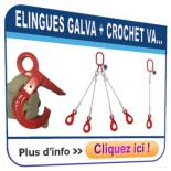 Elingues câble 1, 2, 3 et 4 brins avec crochets à VERROUILLAGE AUTOMATIQUE