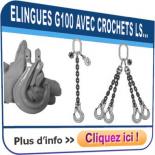 Elingues chaîne CROSBY PLATINUM G100 avec crochets à LINGUET