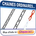 Chaînes usage courant (non levage) : zinguées, inox, plastique