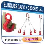 Elingues câble 1, 2, 3 et 4 brins avec crochets à LINGUET