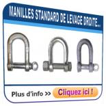 Manilles standards de levage (CE + charge marquée) - Forme DROITE
