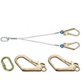 Longe d’assujettissement double en corde LCF12105353 avec 1 connect. M10 manuel ouv. 17 mm et 2 connect. M53 auto ouv. 50 mm