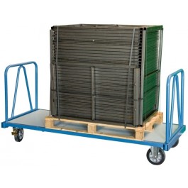 Chariot 1200 kg 2 dossiers tube plateau 2000x800 roues Ø200 