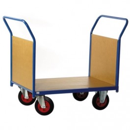 Chariot 500 kg 2 dossiers bois plateau 1000x700 roues Ø200 