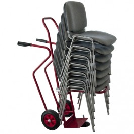 810*5340 : diable porte chaises empilables roues caoutchouc Ø 200 mm pour sol lisse