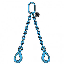 Elingue chaîne 2 brins G122VA GRADE 120 avec crochets de sécurité à verrouillage automatique - CMU 3,35 t à 11,2 t