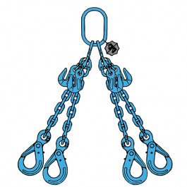 Elingue chaîne 4 brins RÉGLABLES G124VA GRADE 120 avec crochets de sécurité à verrouillage automatique - CMU 5 t à 17 t