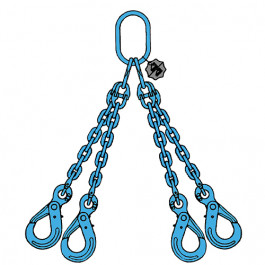 Elingue chaîne 4 brins G124VA GRADE 120 avec crochets de sécurité à verrouillage automatique - CMU 5 t à 17 t