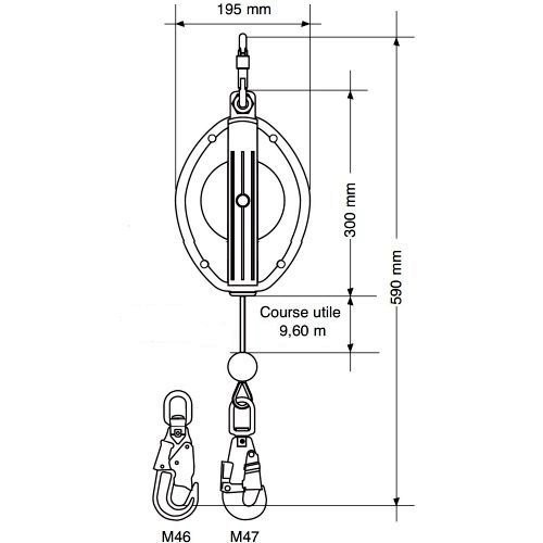Antichute à rappel automatique à câble - carter acier- NS Antichute à rappel automatique à câble - carter acier- NS