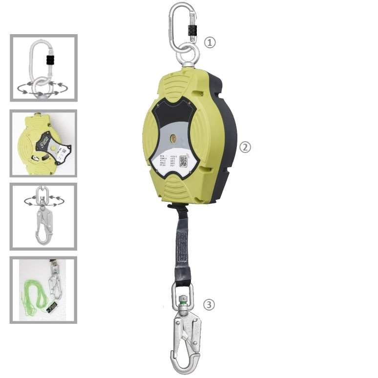 Harnais Antichute à Rappel Automatique 10 M - Charge 150 Kg, Certifié, Pour Toit, Travaux En Hauteur