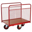 Chariot 500 kg 2 ridelles grillagées plat 1200x760 roues losange Ø200 