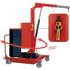 Grue d’atelier en porte-à-faux SCP05E avec MÂT ROTATIF sur 360° et élévation ÉLECTRIQUE - Capacité 0,32 t à 0,5 t