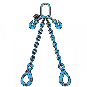 Elingue chaîne 2 brins RÉGLABLES G122VAR GRADE 120 avec crochets de sécurité à verrouillage automatique - CMU 3,35 t à 11,2 t