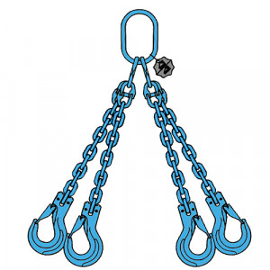 Elingue chaîne 4 brins G124LS GRADE 120 avec crochets à linguet de sécurité - CMU 5 t à 26,5 t