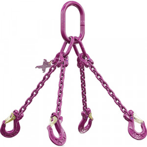 Elingue chaîne RUD ICE GRADE 120 4 brins avec crochets à linguet - CMU 3,75 t à 26,5 t 