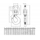 Crochet à linguet tôle 'éco' CSEC acier CARBONE avec émerillon (NON ROTATIF SOUS CHARGE) - Capacité 0,8 t à 5 t