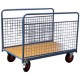 Chariot 500 kg 2 ridelles grillagées plateau 1000x600 roues Ø200 