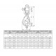 Crochet à verrouillage automatique XLE GRADE 80 avec émerillon monté sur roulement à rouleaux (ROTATIF SOUS CHARGE) - Capacité 1,12 t à 16 t