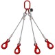 Elingue câble 4 brins W4VA avec crochets à verrouillage automatique - CMU 0,34 t à 15,75 t (angle d'utilisation < à 90°)