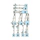 Différents mouflages possibles : l’utilisation de poulies permet de multiplier la capacité du Tirfor® hydraulique. Le système à câble passant permet d’utiliser un câble de grande longueur sans perdre la force de levage ou de traction. Exemple de configura