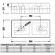 500x250 mm avec 2 trous Ø20/60 mm en épaisseur 80 mm, 1000 mm, 120 mm et 150 mm