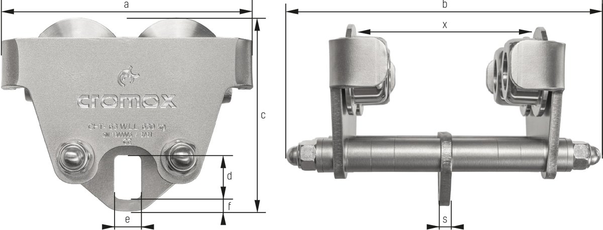 Chariot porte-palan inox (plan du fabricant).