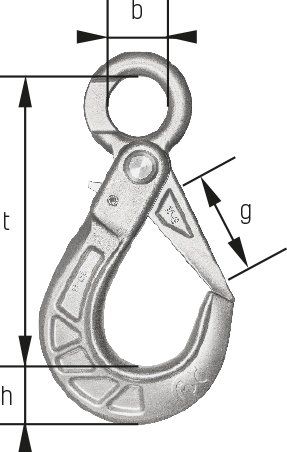 Crochet de sécurité à verrouillage automatique, à œil (plan du fabricant).